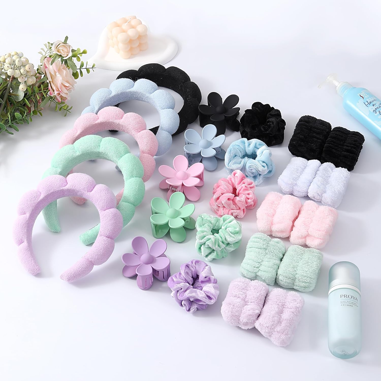 Women Accessories Combo Gift - 6pcs Headbands Wristband Set for Washing