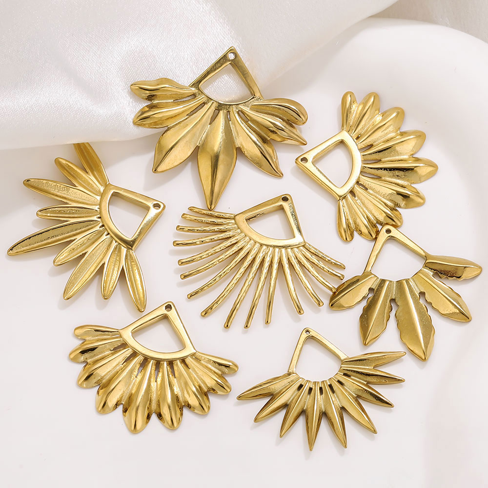 Tassel Earrings Boho - 2pcs Stainless Steel Fan Shaped Earring