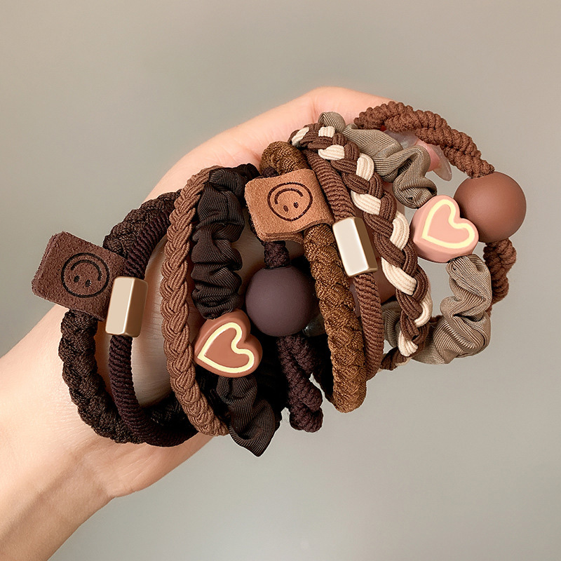 Women Accessories Combo - 5/10pcs Simple Heart Ball Charms Scrunchie