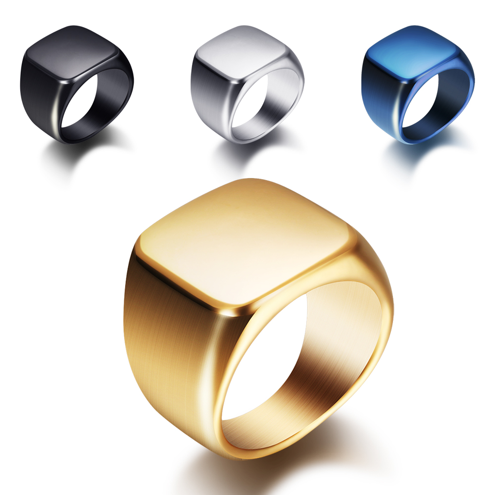 Wrap Ring Gold - Free Engrave New Silver/Gold/Black/Blue Square Big