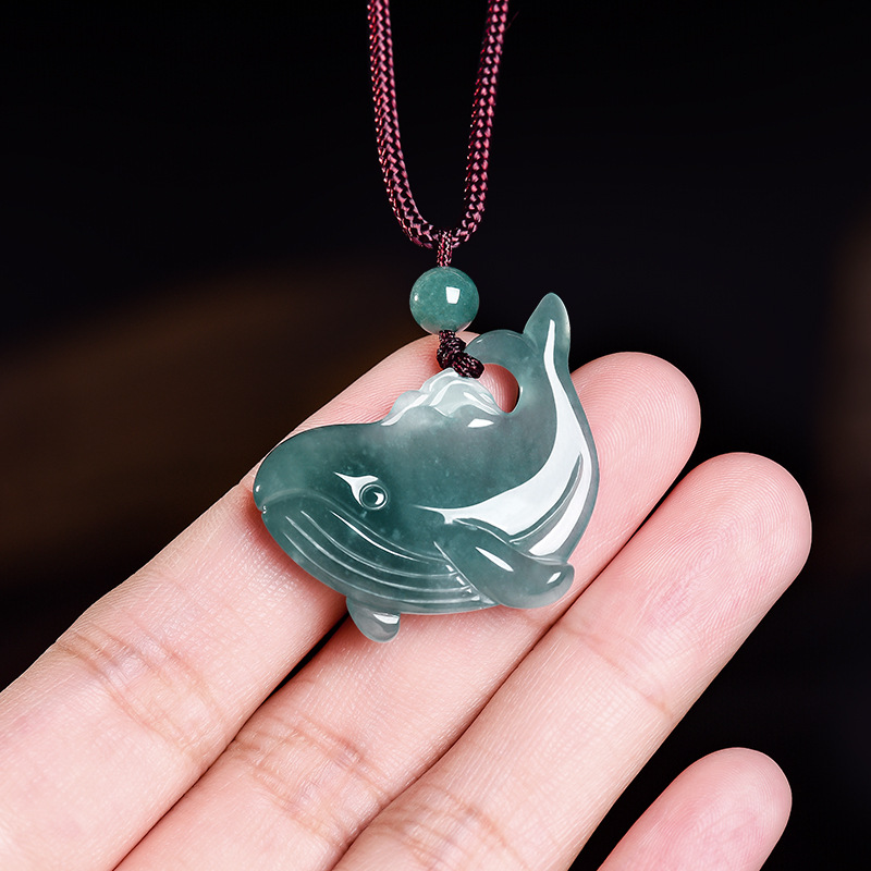 Women'S Accessories - Natural Burmese Jadeite Whale Pendant Necklace