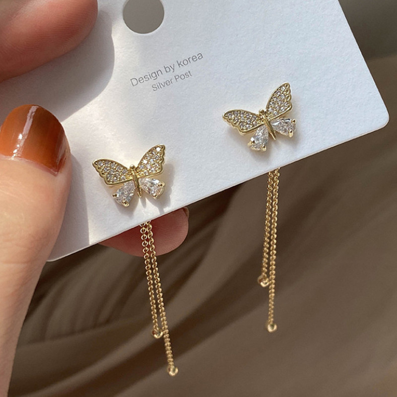Tassel Earrings Boho - New Korean Temperament Long Tassel Butterfly