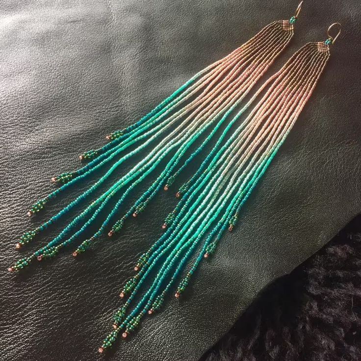 Tassel Earrings Boho - Rice bead earrings Gradient color Tassels