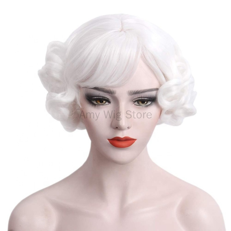 Women'S Accessories In The 1920S - 1920s Retro Short White Wig Wavy