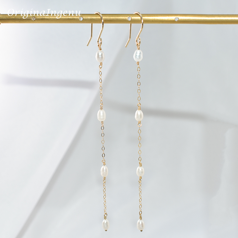 14K Gold Filled Natural Pearl  - огляд і ціна Tassel Earrings Boho