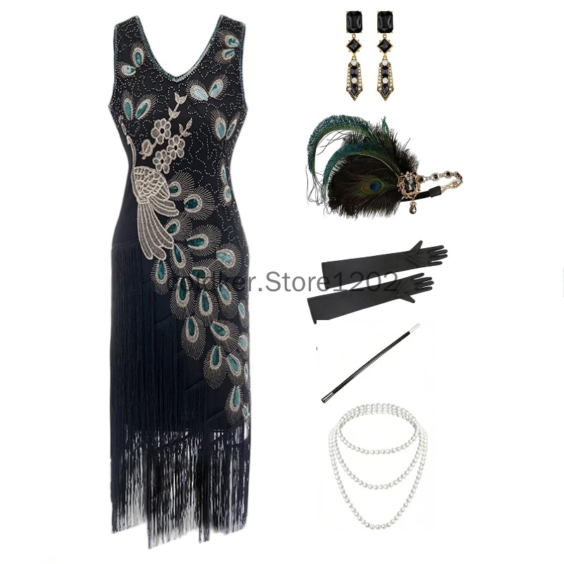 1920s Flapper Dress Peacock Se - огляд і ціна Women'S Accessories In The 1920S