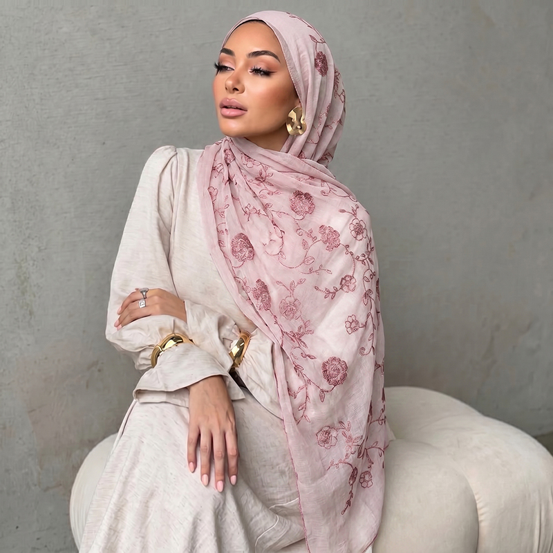 Floral Embroidery Muslim Hijab - огляд і ціна Women'S Accessories