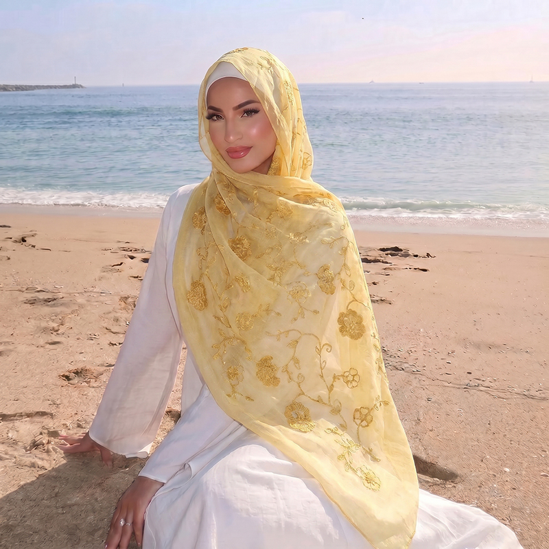 Floral Embroidery Muslim Hijab - огляд і ціна Women'S Accessories