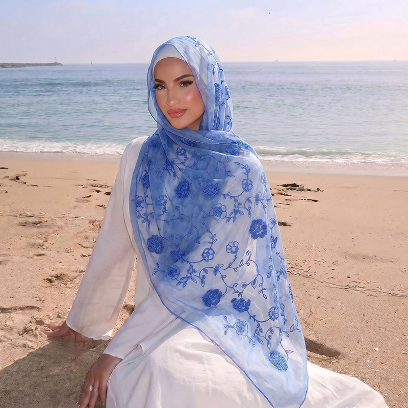 Floral Embroidery Muslim Hijab - огляд і ціна Women'S Accessories