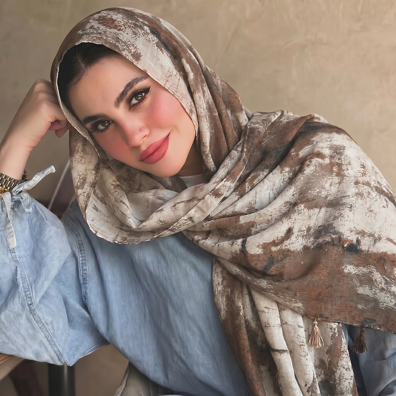 Ink Wash Print Tassel Hijab Sc - огляд і ціна Women'S Accessories