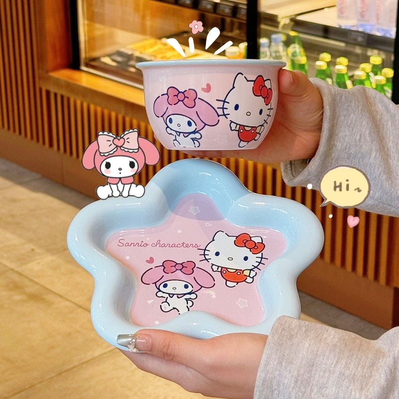 Cartoon Cat Print Ceramic Dinn - огляд і ціна Women Accessories Combo Gift